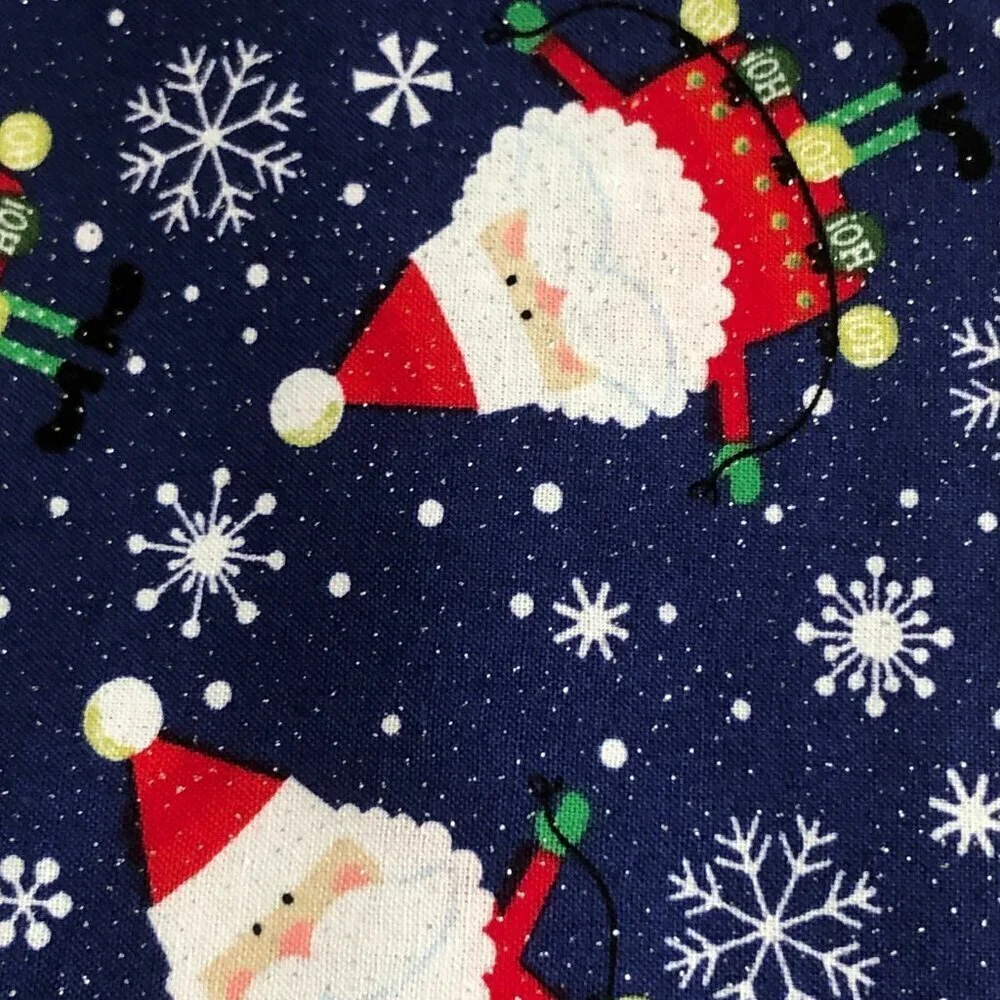 Christmas Holiday Metallic Blue Red Santa Dinner Napkins Set of 6 - NEW